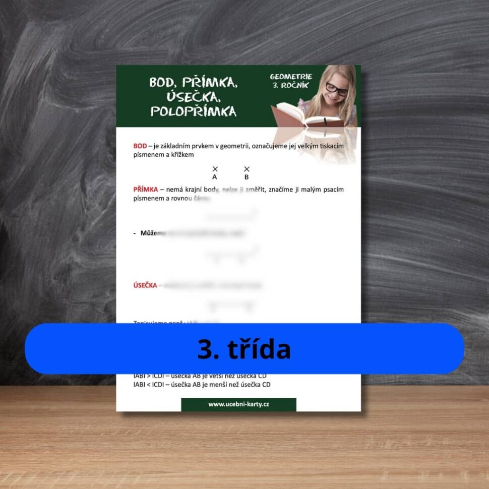 Karta s učivem polopřímka