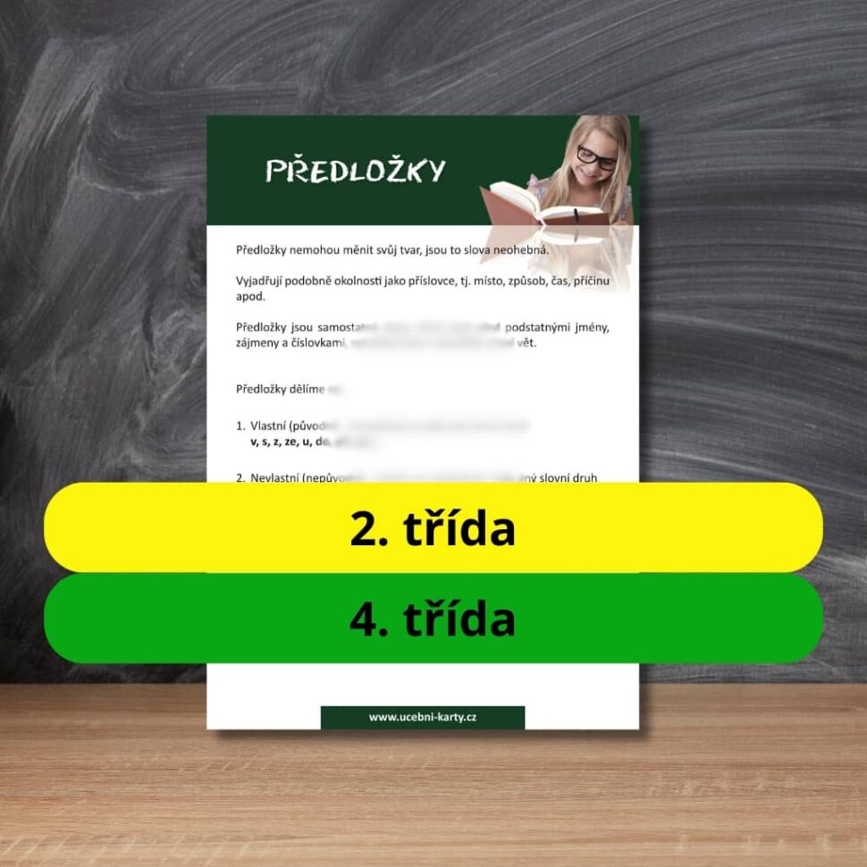Karta s učivem předložky