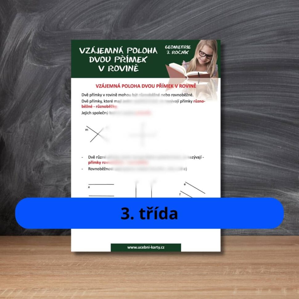 Karta s učivem rovnoběžky