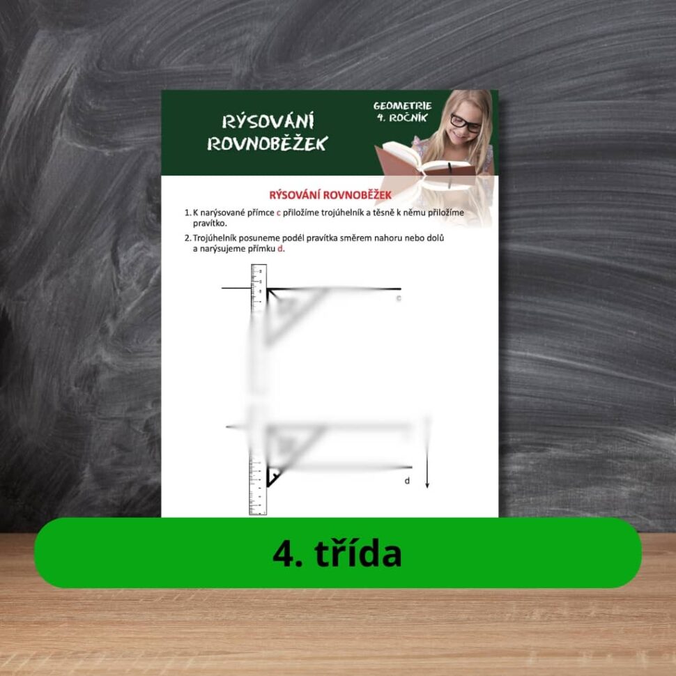 Karta s učivem rýsování rovnoběžek