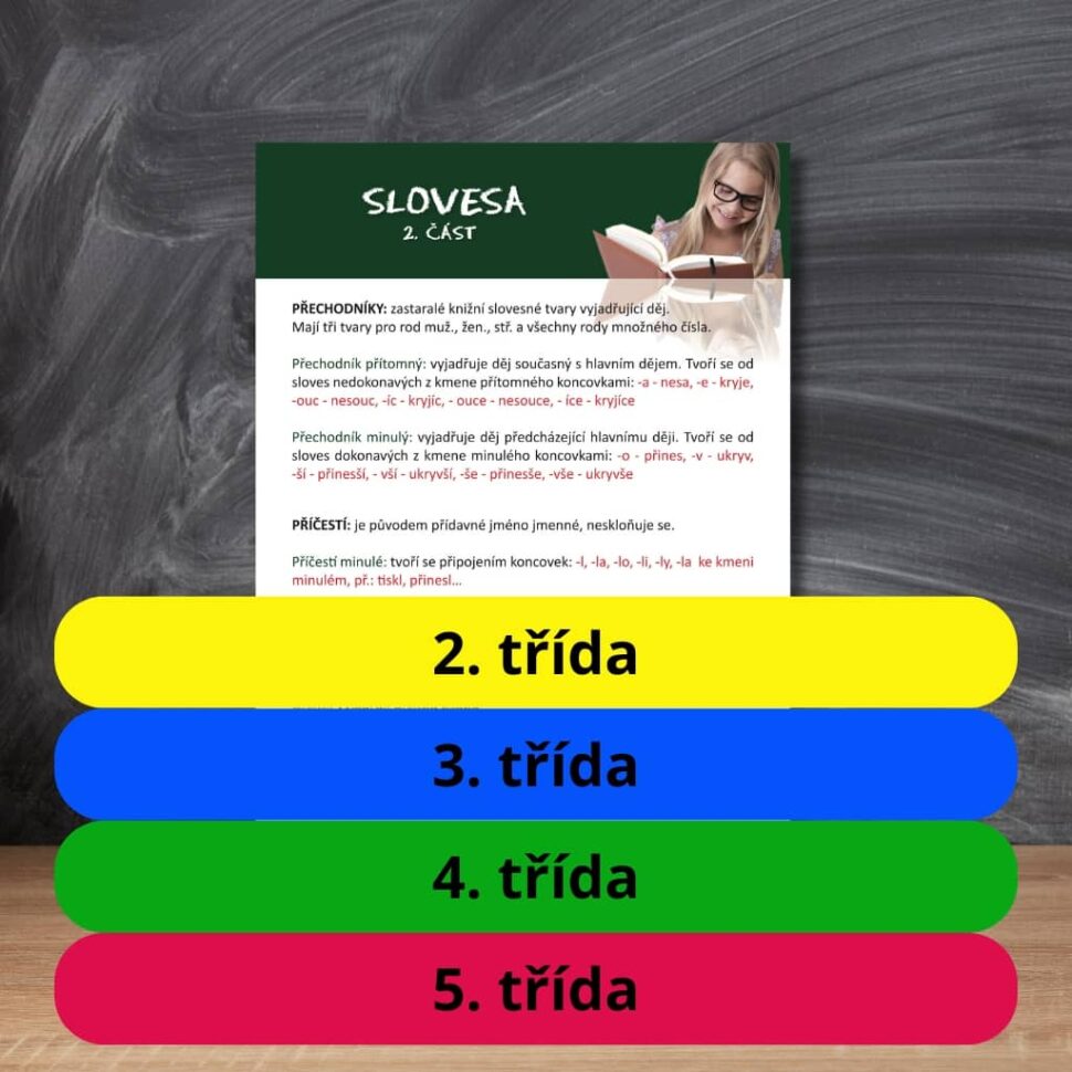 Karta s učivem slovesa 2. část
