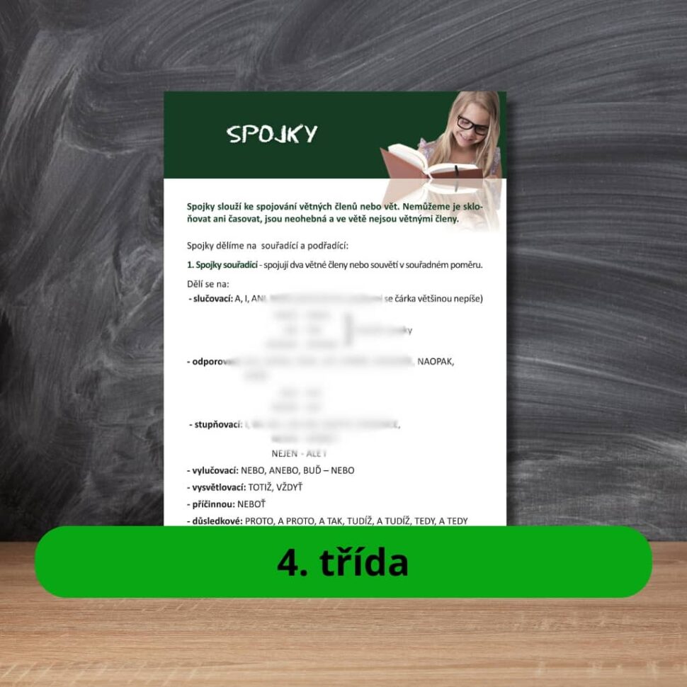 Karta s učivem spojky
