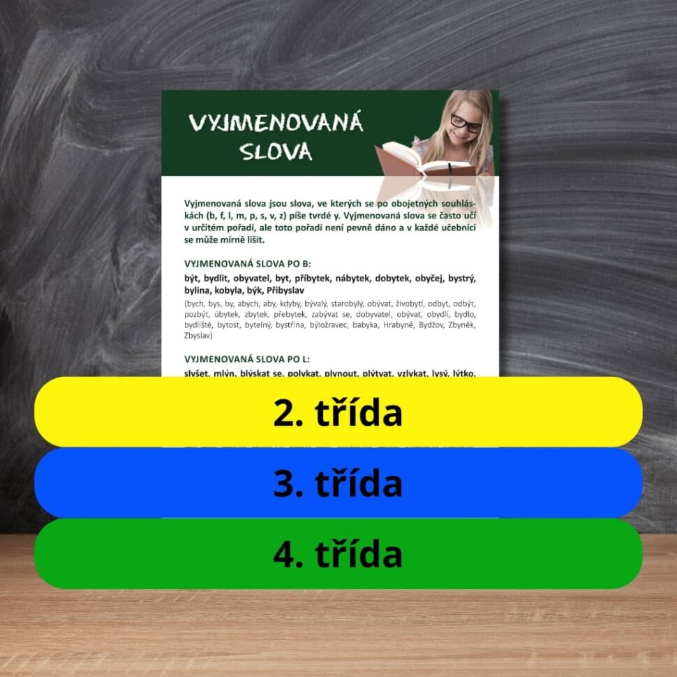 Karta s učivem vyjmenovaných slov
