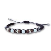 krémový shamballa náramek na macramé šňůrce s imitací minerálů