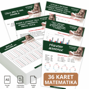 Učební karty Matematika – balíček 36 karet pro&nbsp;3.–5. třídu a&nbsp;pět volných kartiček s&nbsp;matematickým učivem