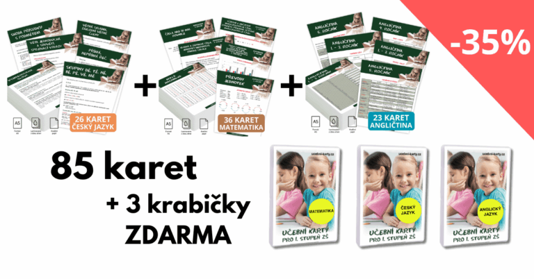 Zvýhodněný balíček učebních karet – 3 předměty a tři krabičky zdarma